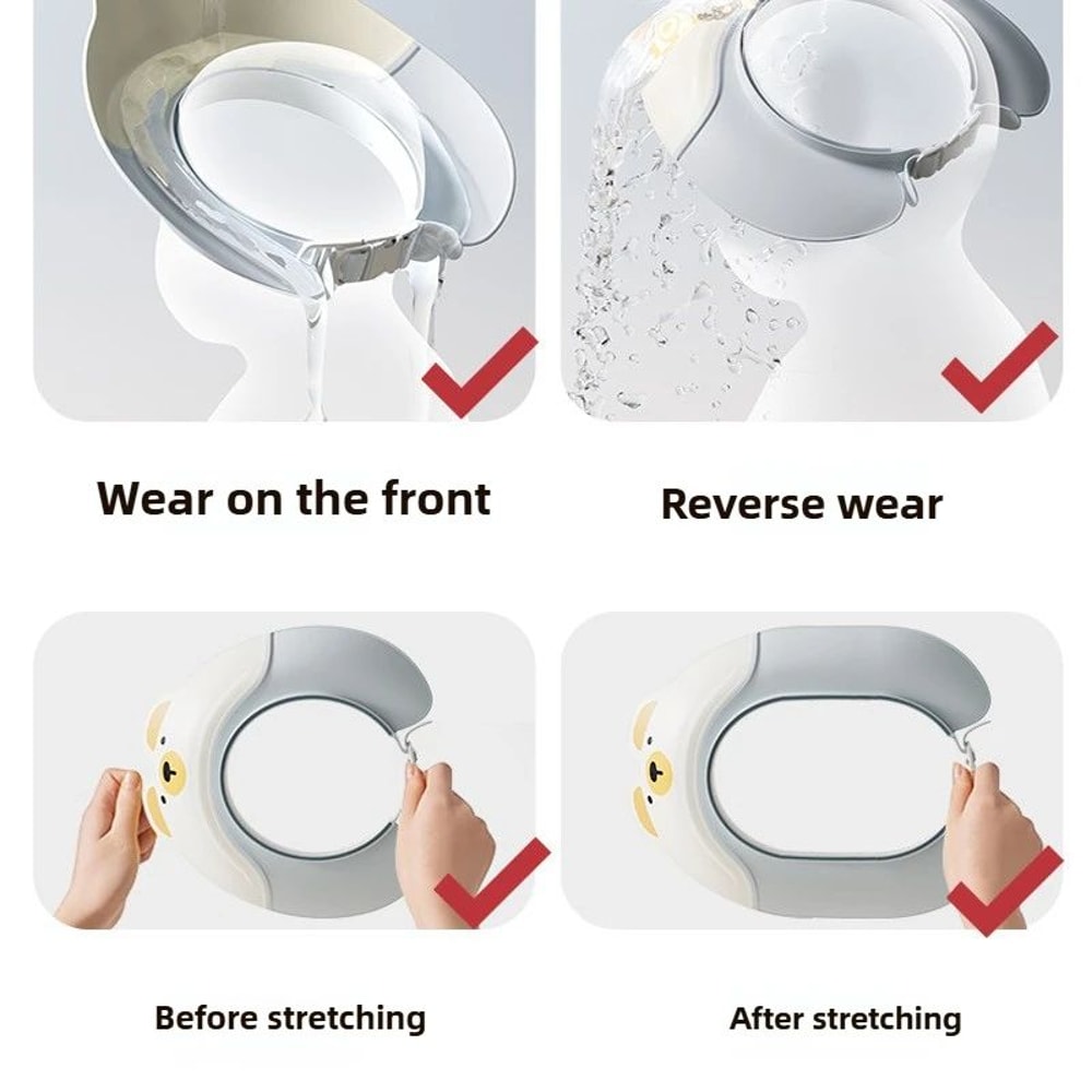 Adjustable Baby Shampoo Cap Dinosaur Cartoon Bath Visor For Infant Hair Eye Ear Protection 4