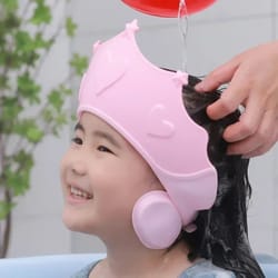 adjustable baby shampoo shower cap – soft hair wash hat with ear & eye protection for kids
