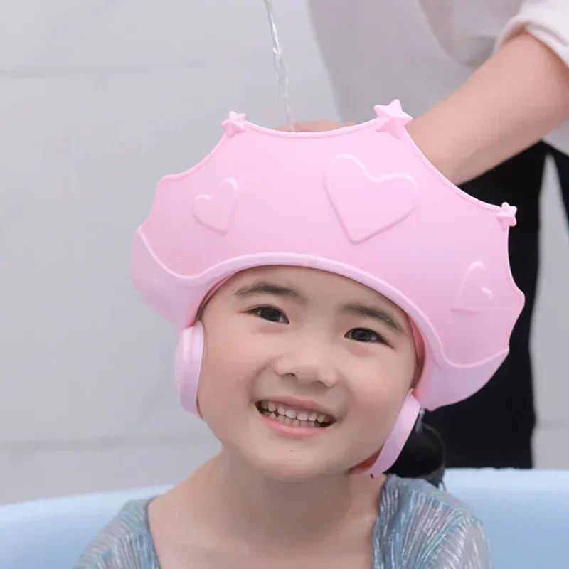Adjustable Baby Shampoo Shower Cap Soft Hair Wash Hat With Ear Eye Protection For Kids 2