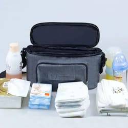 large capacity stroller organizer bag – travel hanging diaper bag with bottle holders for baby prams