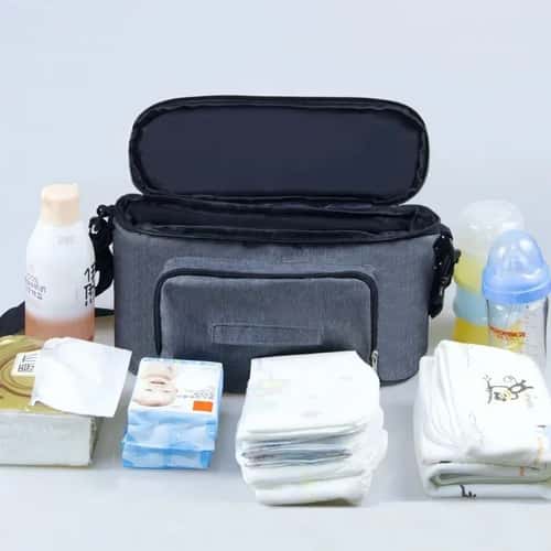 Large Capacity Stroller Organizer Bag – Travel Hanging Diaper Bag with Bottle Holders for Baby Prams