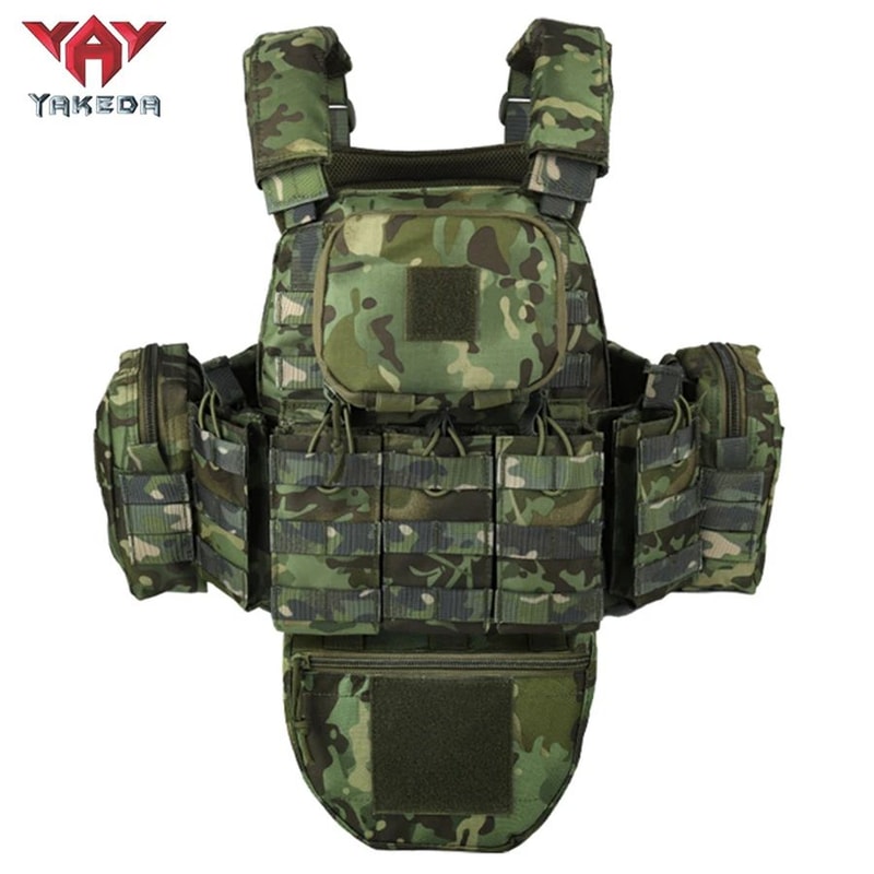 YAKEDA Tactical Training Vest With 5Pcs Equipment Bag Set Detachable Expandable Waterproof WearRe 8