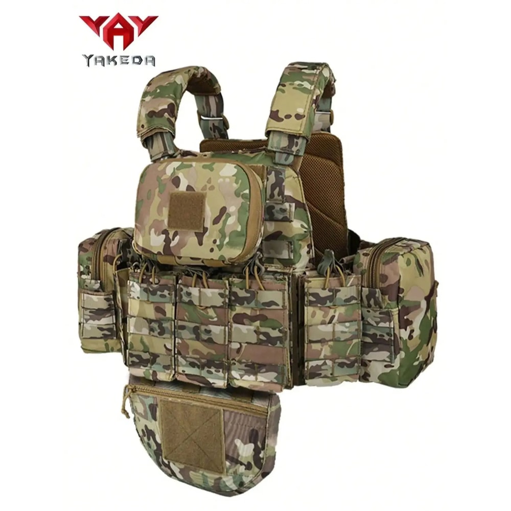 YAKEDA Tactical Training Vest With 5Pcs Equipment Bag Set Detachable Expandable Waterproof WearRe 10