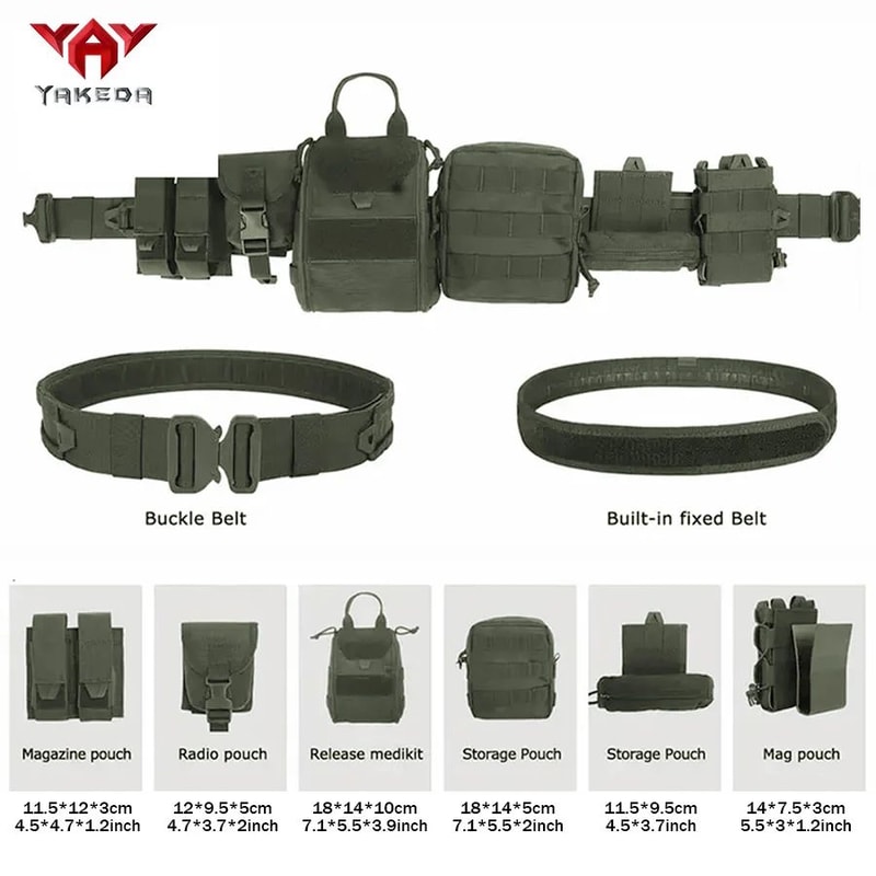 YAKEDA Tactical Training Belt Set Adjustable Detachable 8Piece Outdoor Patrol Gear 3