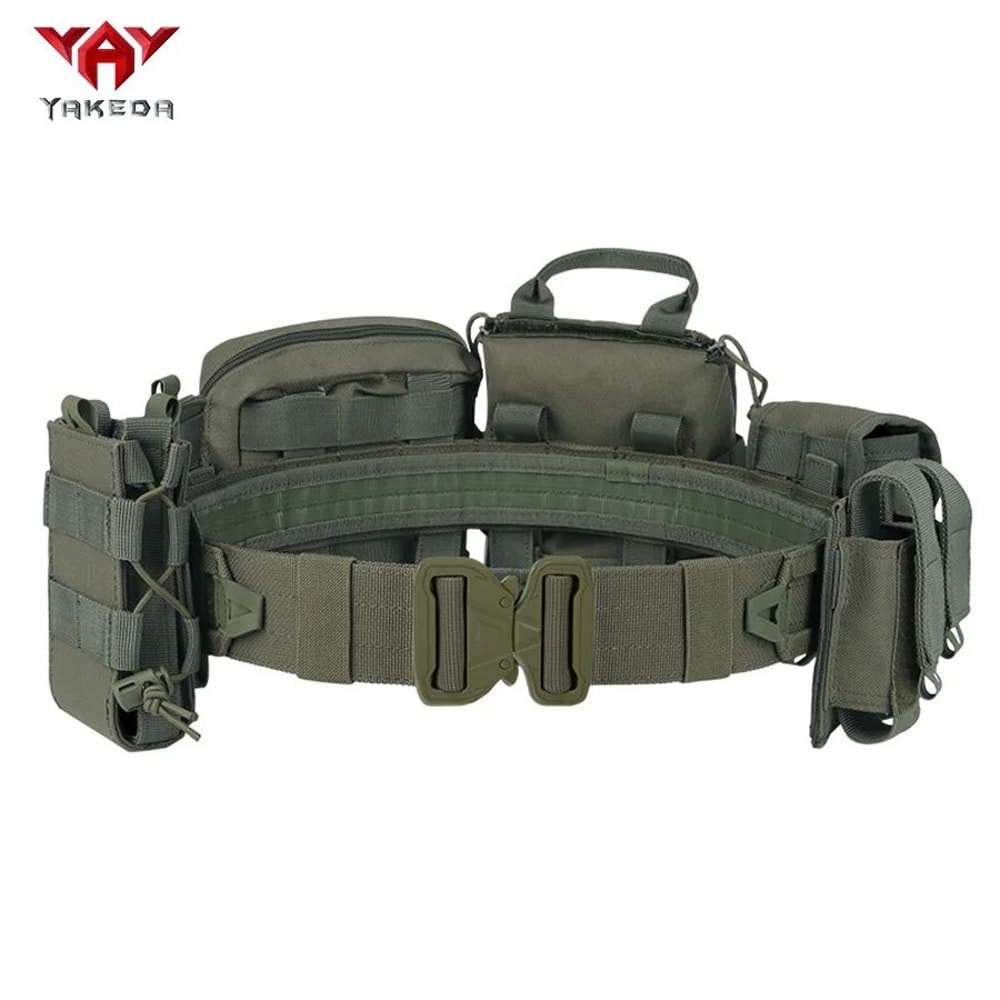 YAKEDA Tactical Training Belt Set Adjustable Detachable 8Piece Outdoor Patrol Gear 8