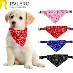 adjustable pet triangle bandana – cute printed dog & cat saliva scarf with collar strap