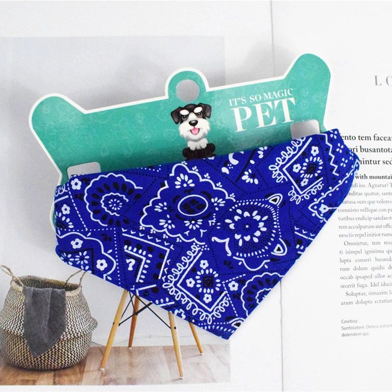 Adjustable Pet Triangle Bandana Cute Printed Dog Cat Saliva Scarf With Collar Strap 4