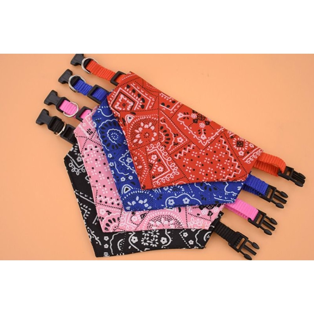 Adjustable Pet Triangle Bandana Cute Printed Dog Cat Saliva Scarf With Collar Strap 9