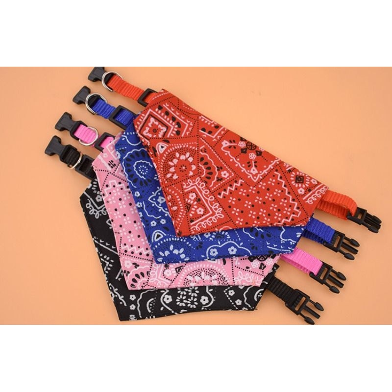 Adjustable Pet Triangle Bandana Cute Printed Dog Cat Saliva Scarf With Collar Strap 9