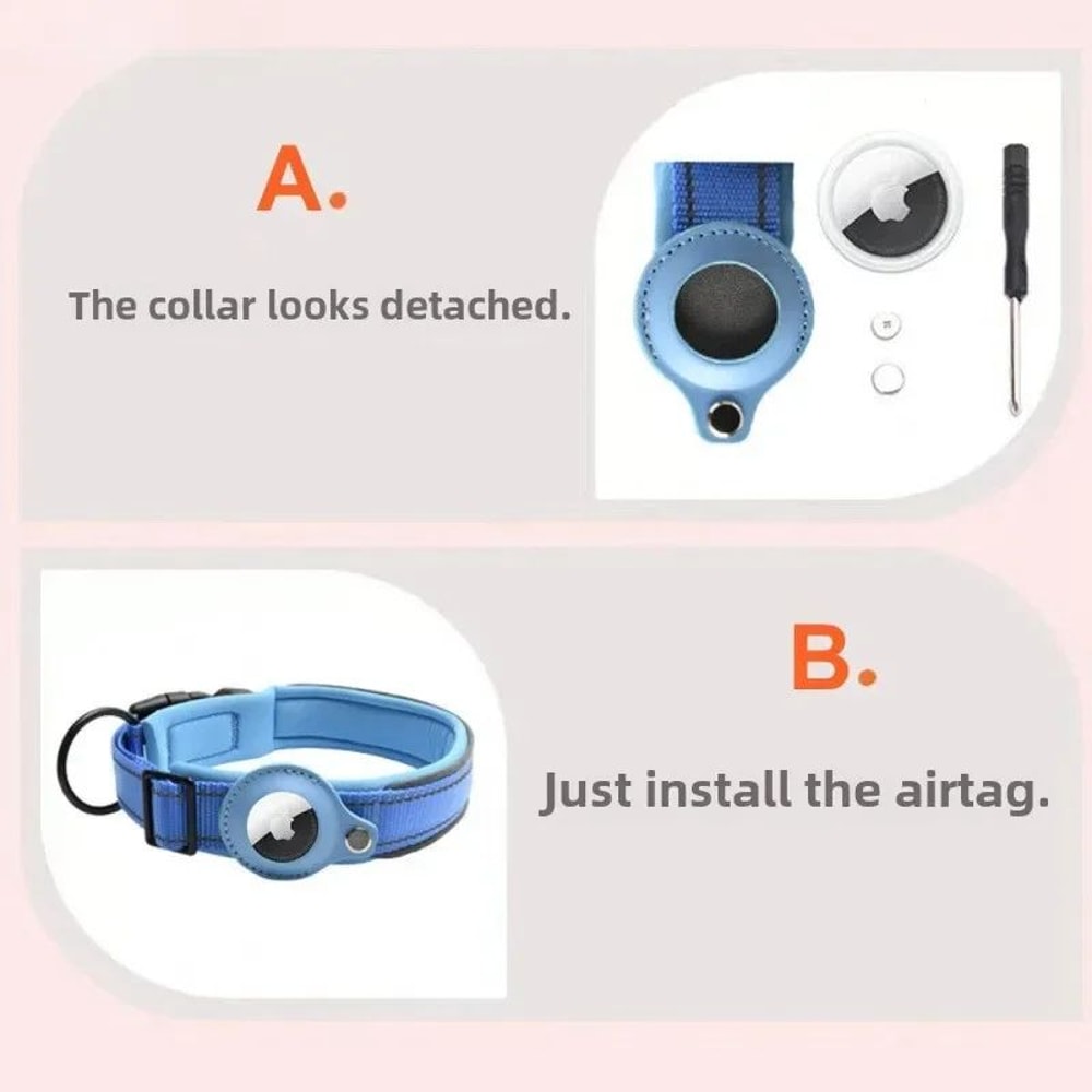 AirTag Dog Collar With Holder Reflective Adjustable Padded Pet Collar For Small Medium Large Dogs 2