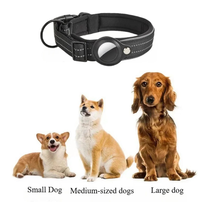 AirTag Dog Collar With Holder Reflective Adjustable Padded Pet Collar For Small Medium Large Dogs 4