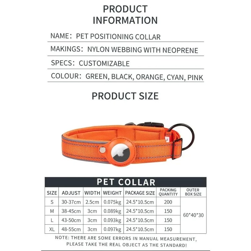 AirTag Dog Collar With Holder Reflective Adjustable Padded Pet Collar For Small Medium Large Dogs 5