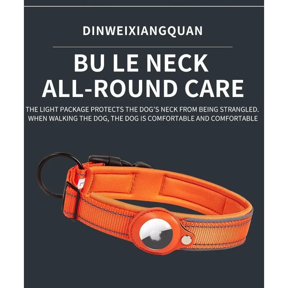 AirTag Dog Collar With Holder Reflective Adjustable Padded Pet Collar For Small Medium Large Dogs 7