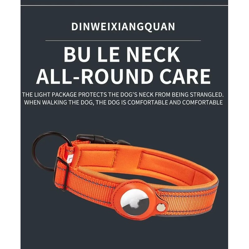 AirTag Dog Collar With Holder Reflective Adjustable Padded Pet Collar For Small Medium Large Dogs 7