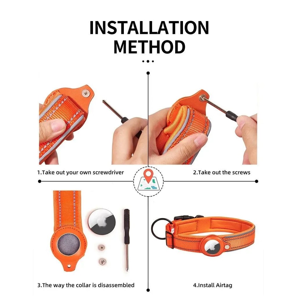 AirTag Dog Collar With Holder Reflective Adjustable Padded Pet Collar For Small Medium Large Dogs 12