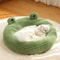 Winter Warm Plush Pet Nest Bed FrogShaped SemiEnclosed Cat Dog House For Puppies And Kittens 1