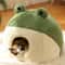 Winter Warm Plush Pet Nest Bed FrogShaped SemiEnclosed Cat Dog House For Puppies And Kittens 15