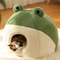 Winter Warm Plush Pet Nest Bed FrogShaped SemiEnclosed Cat Dog House For Puppies And Kittens 15