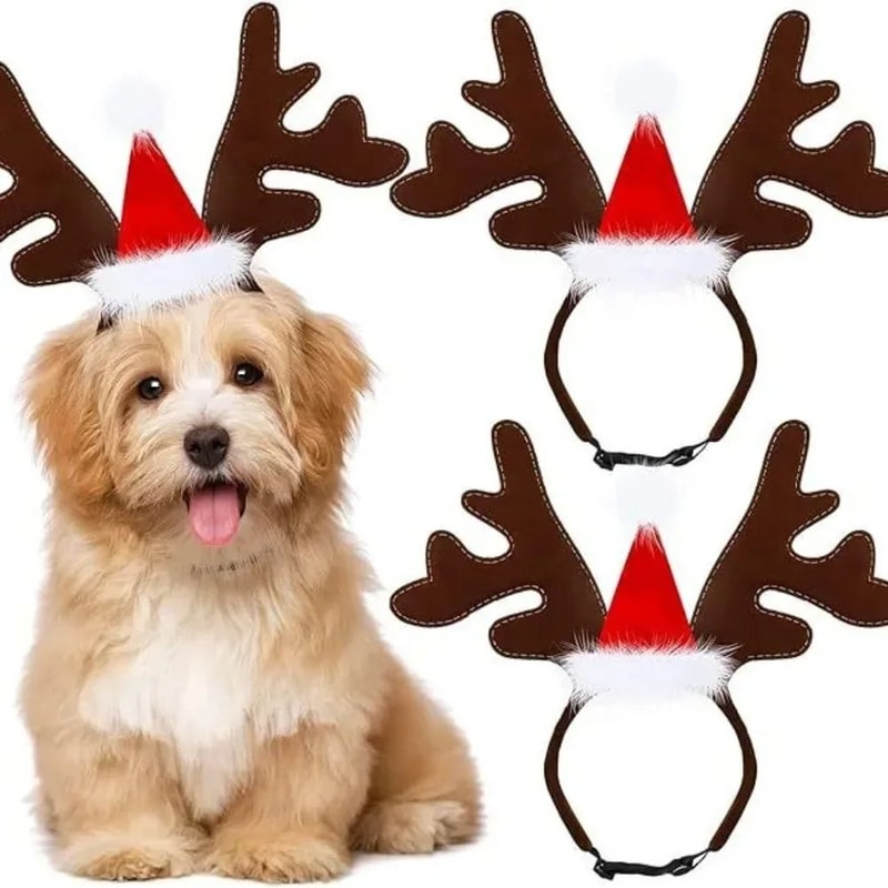Christmas Reindeer Antlers Pet Headband Festive Dog Cat DressUp Hair Hoop Costume 0