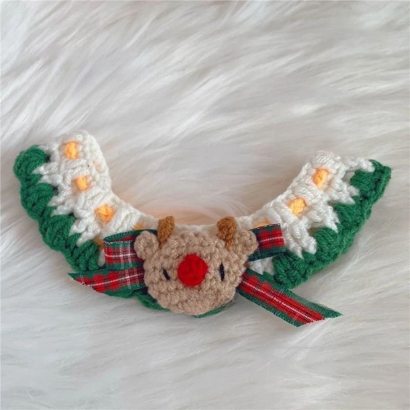 Christmas Pet Collar Scarf Lace Knitted Wool Neckwear For Cats Dogs Festive Holiday Accessory 1
