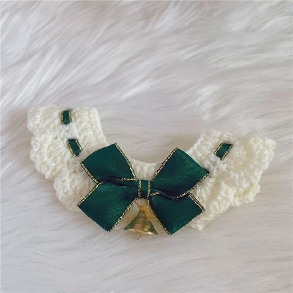 Christmas Pet Collar Scarf Lace Knitted Wool Neckwear For Cats Dogs Festive Holiday Accessory 3