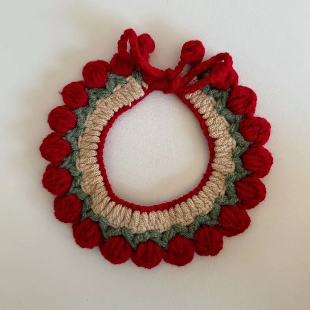 Christmas Pet Collar Scarf Lace Knitted Wool Neckwear For Cats Dogs Festive Holiday Accessory 9