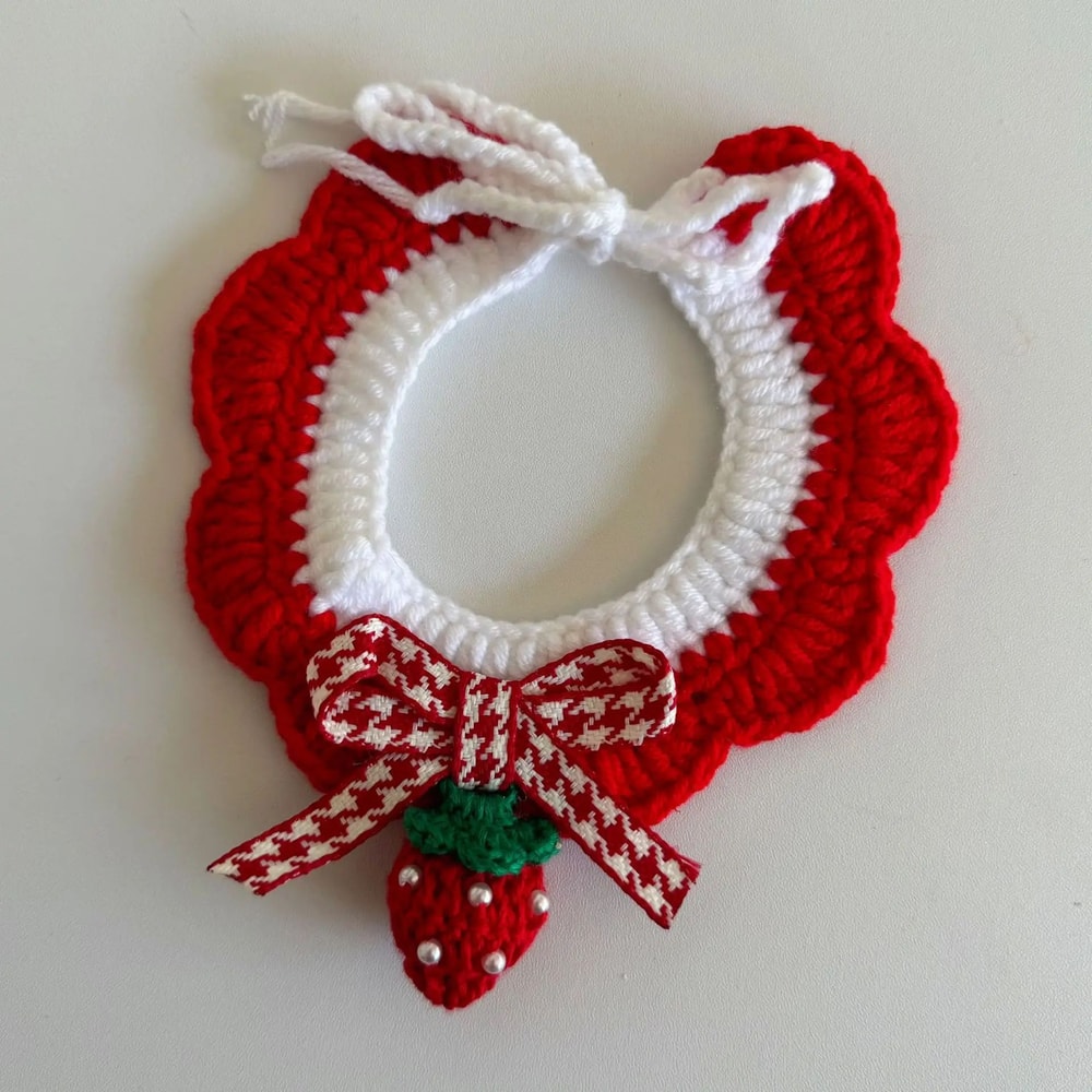 Christmas Pet Collar Scarf Lace Knitted Wool Neckwear For Cats Dogs Festive Holiday Accessory 11