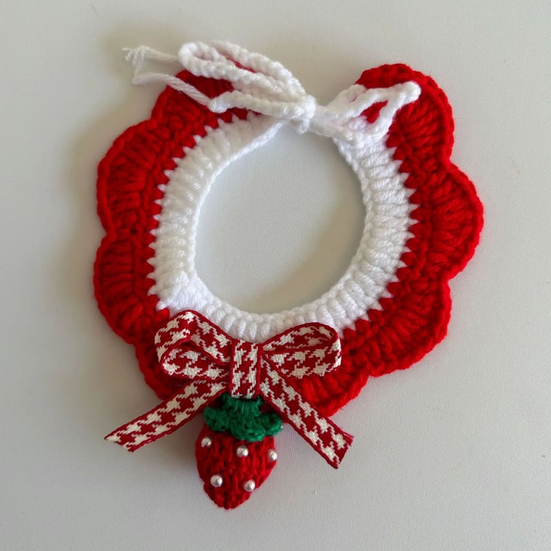 Christmas Pet Collar Scarf Lace Knitted Wool Neckwear For Cats Dogs Festive Holiday Accessory 11