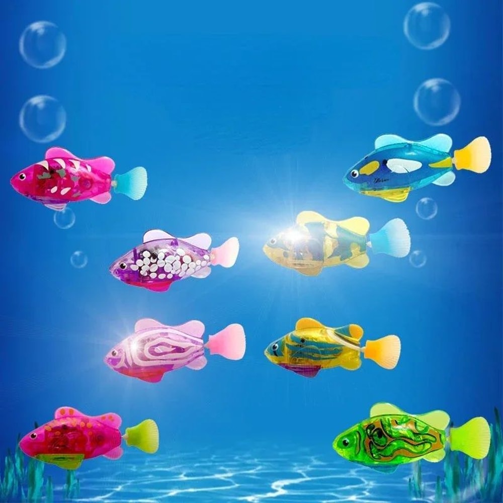 LED Interactive Swimming Robot Fish Cat Toy Glowing Electric Fish For Hunting Play Stimulation 2