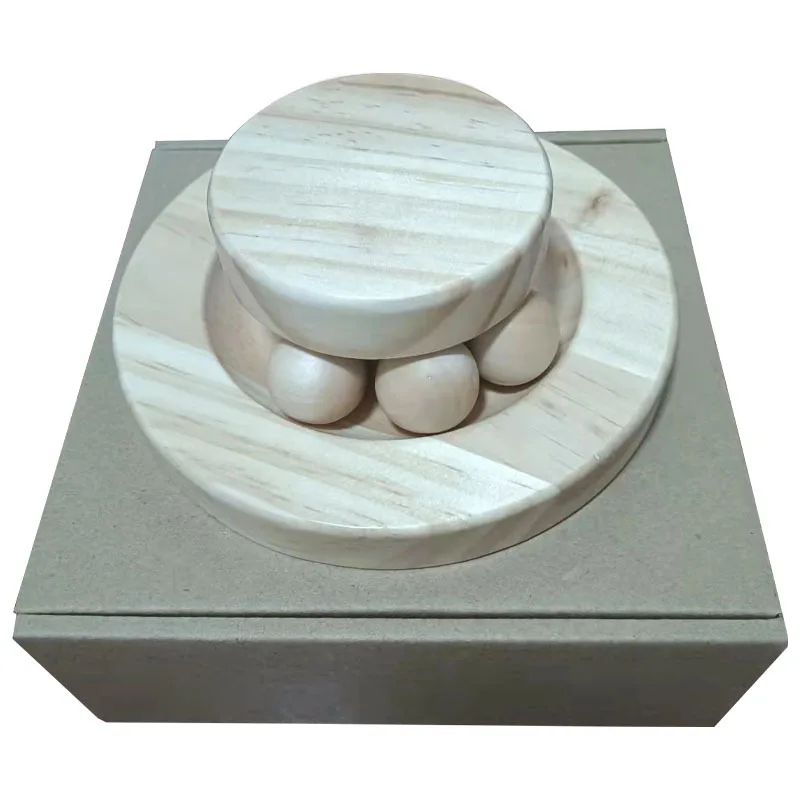 Wooden 23 Level Cat Track Toy Tower Interactive Ball Disc Intelligence Training Toy 4