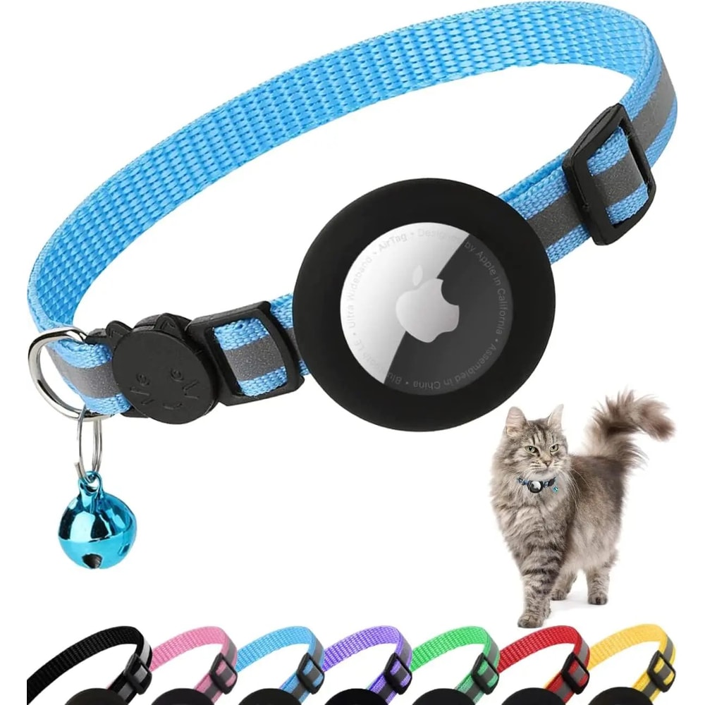 AirTag Cat Collar With Holder Cute Reflective Breakaway Kitten Collar With Bell 11