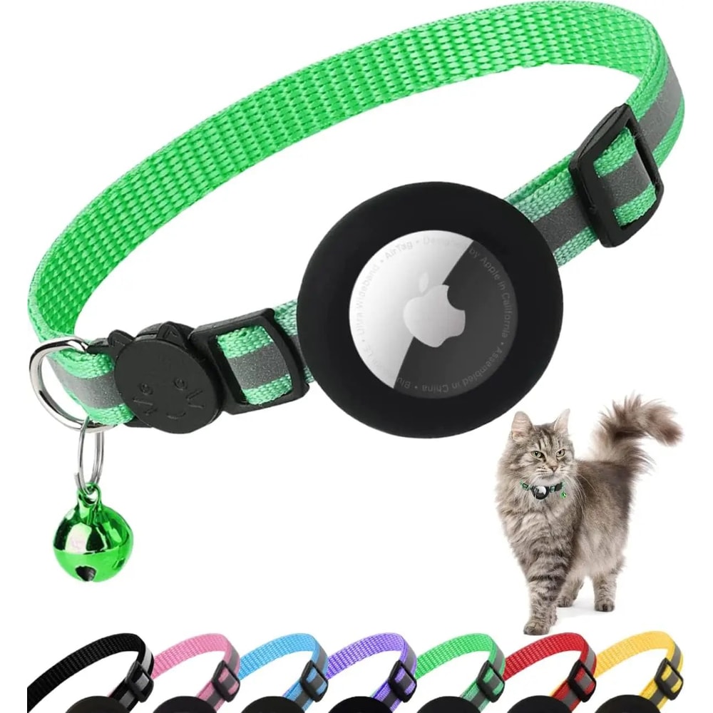 AirTag Cat Collar With Holder Cute Reflective Breakaway Kitten Collar With Bell 8