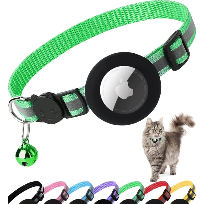 AirTag Cat Collar With Holder Cute Reflective Breakaway Kitten Collar With Bell 8
