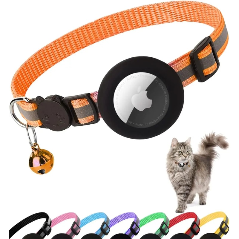 AirTag Cat Collar With Holder Cute Reflective Breakaway Kitten Collar With Bell 9