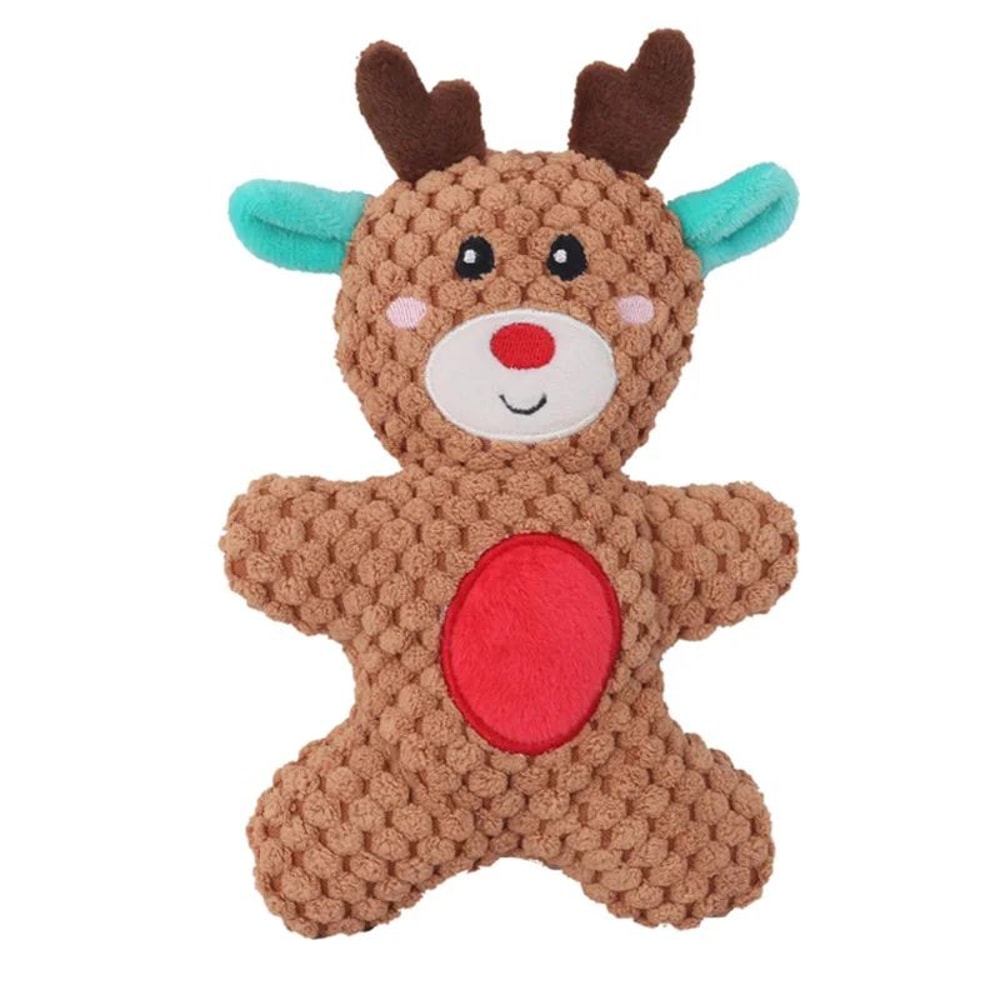 Christmas Plush Squeaky Dog Toy Santa Elk Gingerbread Chew Toy For Dogs Cats 8