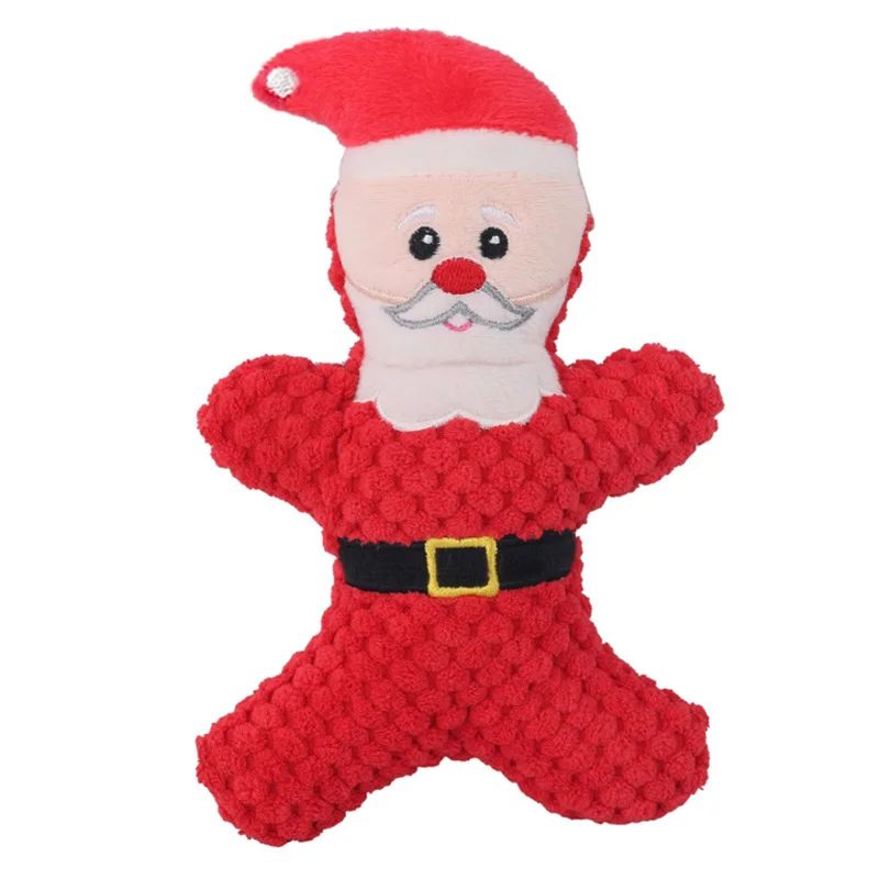 Christmas Plush Squeaky Dog Toy Santa Elk Gingerbread Chew Toy For Dogs Cats 7