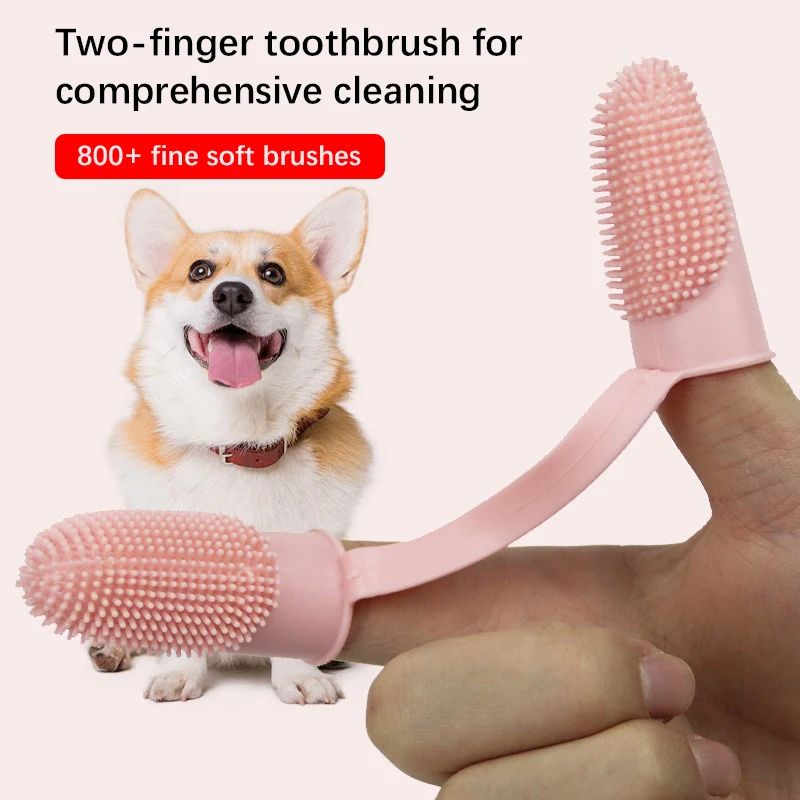 DualFinger Dog Toothbrush Set Flexible Silicone Pet Oral Cleaning Brush Safe NonToxic EasyClean De 1