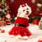 Santa Claus Dog Dress Festive Red Mesh Gold Velvet Christmas Costume For Pets Party Holiday Dres 1