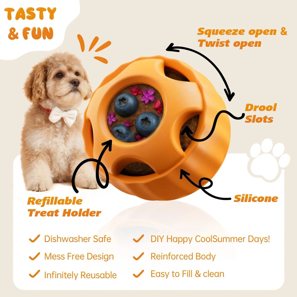 Interactive Dog Treat Mold Toy Silicone Enrichment Toy For Boredom Relief Healthy Frozen Treats Fo 3