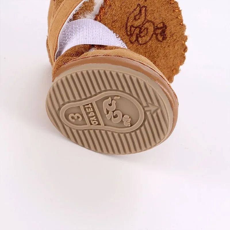 Soft Plush Pet Snow Boots Warm Washable Winter Shoes For Small Dogs Cats 0