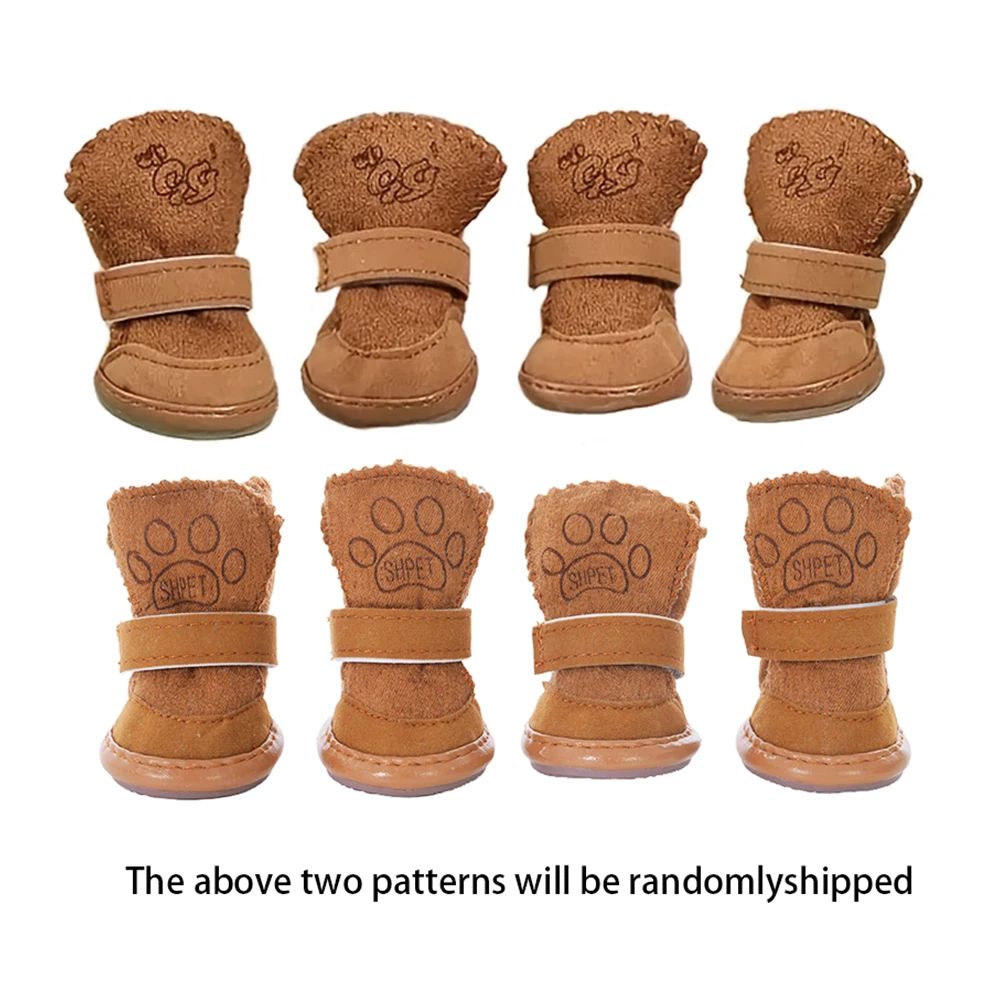 Soft Plush Pet Snow Boots Warm Washable Winter Shoes For Small Dogs Cats 2