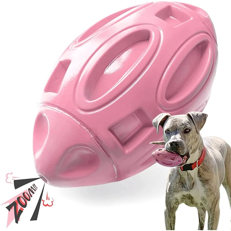 Durable Squeaky Rubber Chew Ball Teeth Cleaning Toy For Aggressive Chewers Medium Large Dogs 7