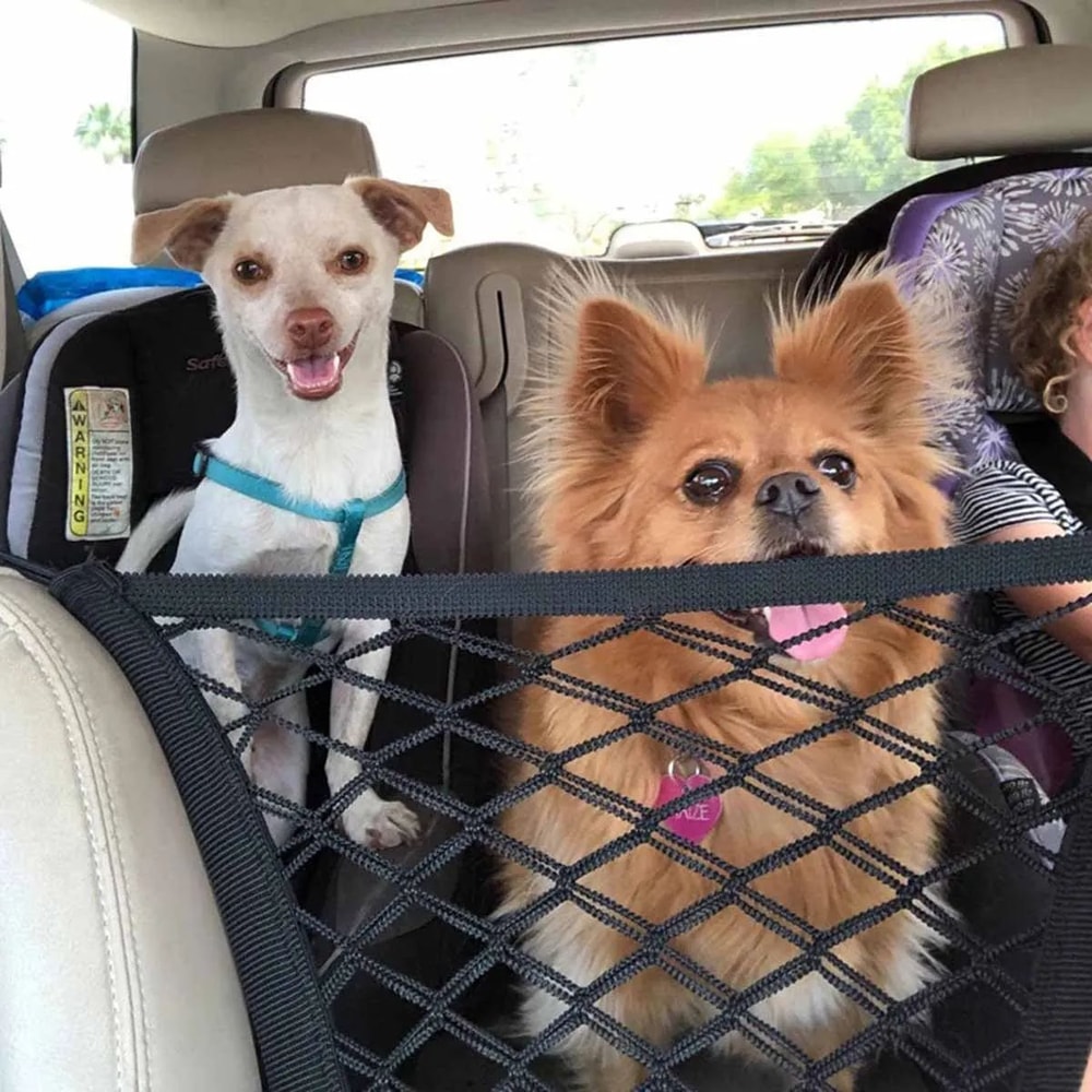Dog Car Barrier Net For Rear Seat Elastic Safety Fence DoubleLayer Storage Organizer 2