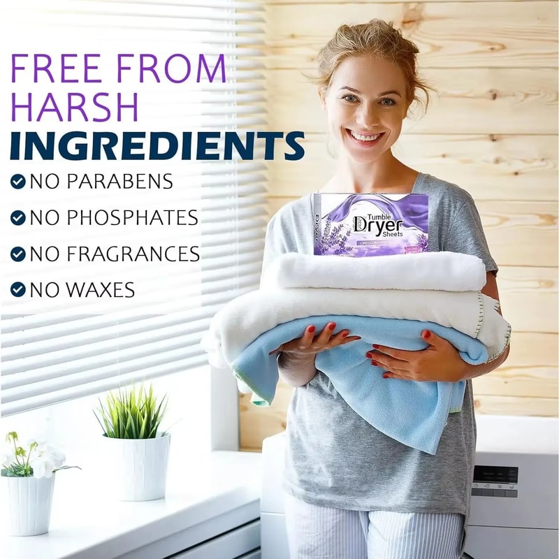 Natural Lavender Dryer Sheets Bulk PlantBased Fabric Softener Fresh Scent Laundry Care 4