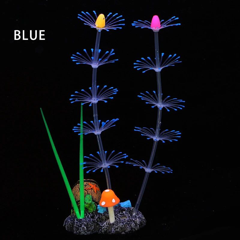 Glow Silicone Aquarium Plants Fluorescent Aquatic Grass Coral Decor For Fish Tank Landscaping 1