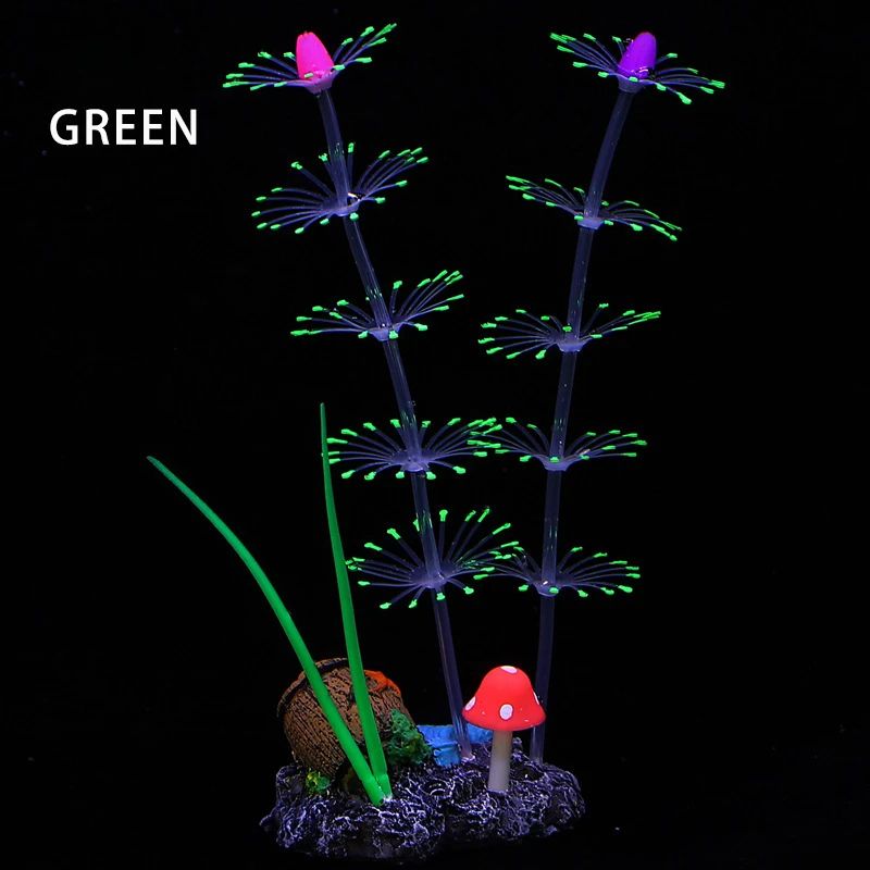 Glow Silicone Aquarium Plants Fluorescent Aquatic Grass Coral Decor For Fish Tank Landscaping 7