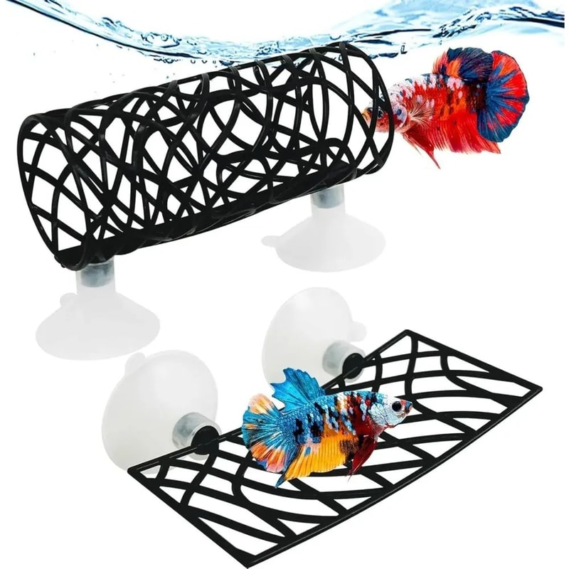 Betta Fish Cave Hideout With Hammock Hollow Tunnel Aquarium Decoration For Shrimp Crayfish 0
