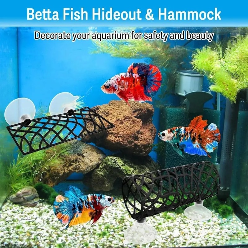 Betta Fish Cave Hideout With Hammock Hollow Tunnel Aquarium Decoration For Shrimp Crayfish 4