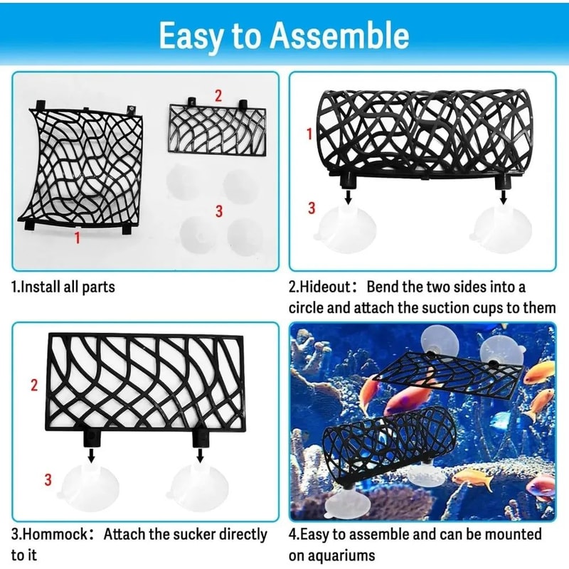 Betta Fish Cave Hideout With Hammock Hollow Tunnel Aquarium Decoration For Shrimp Crayfish 5