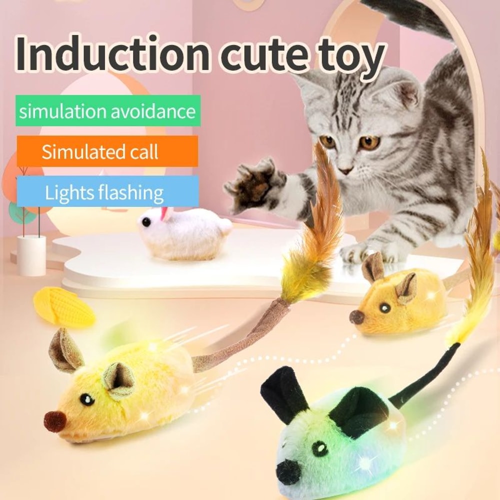 Interactive Electric Running Mouse Toy For Cats Random Moving Plush Teaser For Kittens Indoor Cat 2